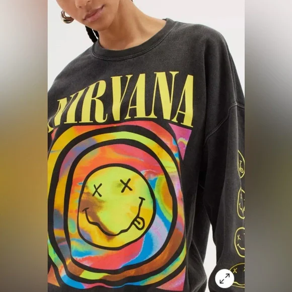 NIRVANA Charcoal and Yellow Smiley sweatshirt. Size S. Great condition. - Picture 1 of 4